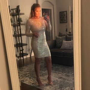 Glamorous Sequin Long Sleeve Bodycon Midi Dress